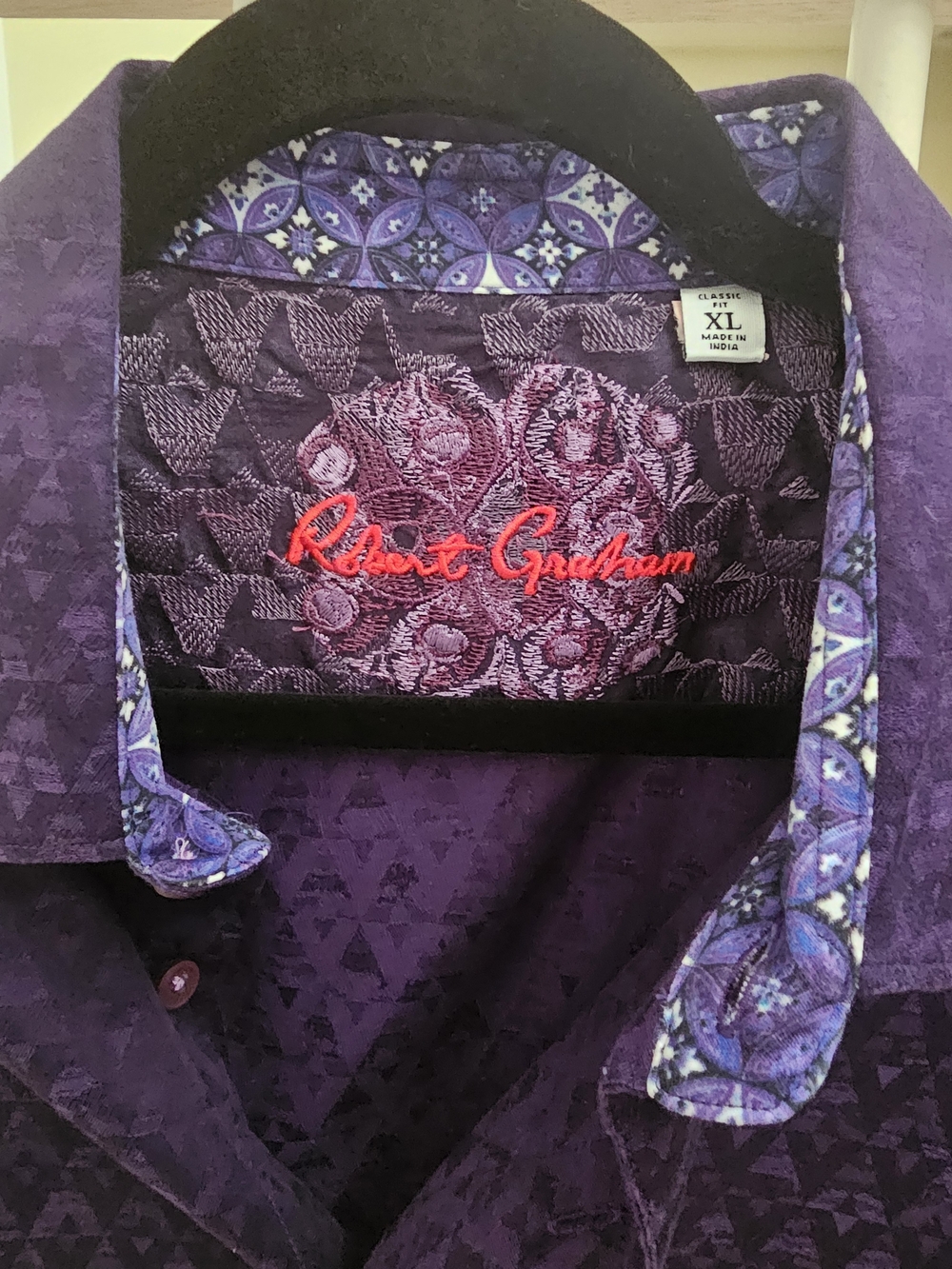 Robert Graham Limited Edition Deep Purple Patterned Dress Shirt - Picture 2 of 6